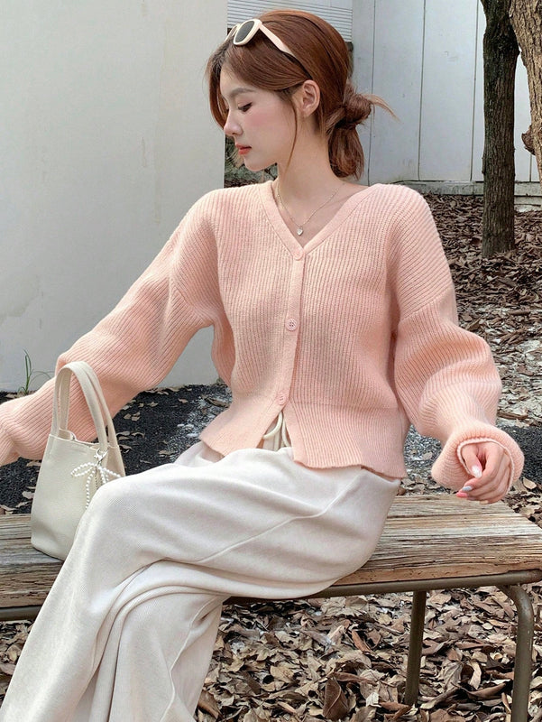Dazy cardigan de botones de color liso para mujer, informal para uso diario, otono