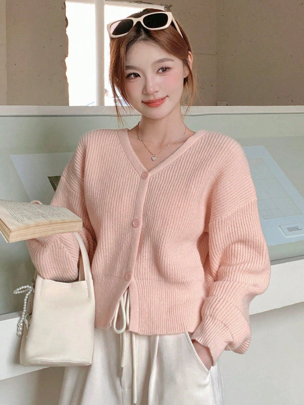 Dazy cardigan de botones de color liso para mujer, informal para uso diario, otono