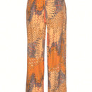 Pantalones anchos informales, bohemios y de tendencia, con estampado floral, cintura alta, cintura elastica con cordon y bolsillos para mujer