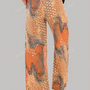 Pantalones anchos informales, bohemios y de tendencia, con estampado floral, cintura alta, cintura elastica con cordon y bolsillos para mujer