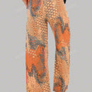 Pantalones anchos informales, bohemios y de tendencia, con estampado floral, cintura alta, cintura elastica con cordon y bolsillos para mujer