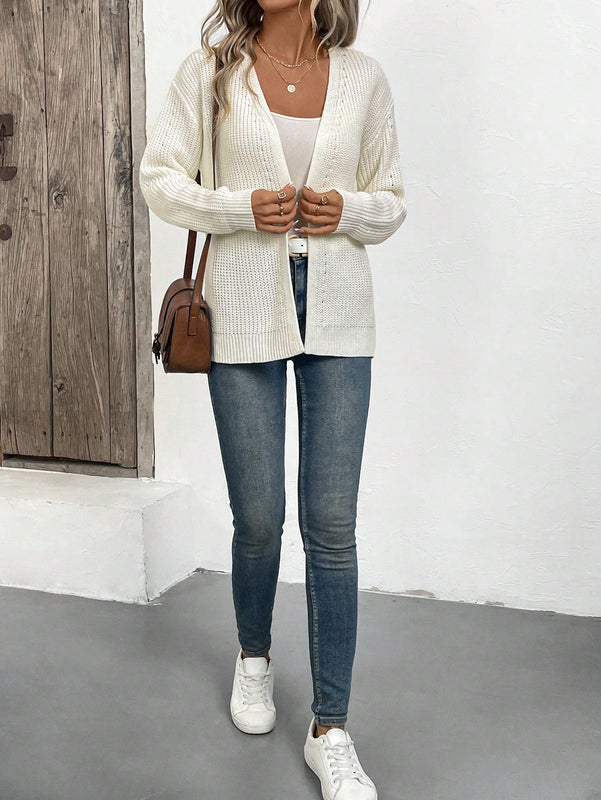 Cardigan holgado casual con abertura lateral y mangas tipo dolman, para primavera/otono