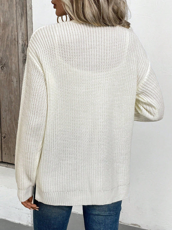 Cardigan holgado casual con abertura lateral y mangas tipo dolman, para primavera/otono