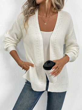 Cardigan holgado casual con abertura lateral y mangas tipo dolman, para primavera/otono