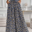Lune pantalones de mujer de pierna ancha con cintura elastica y estampado de leopardo, atuendo casual para vacaciones o profesores