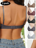 5 piezas/set sujetadores casuales sin costuras de mujer de punto de canale solido