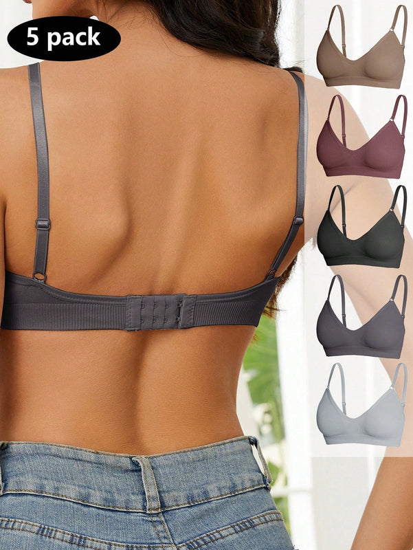 5 piezas/set sujetadores casuales sin costuras de mujer de punto de canale solido