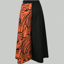 Pantalones anchos con bloques de color estampado de cebra naranja y negro - estilo europeo y estadounidense