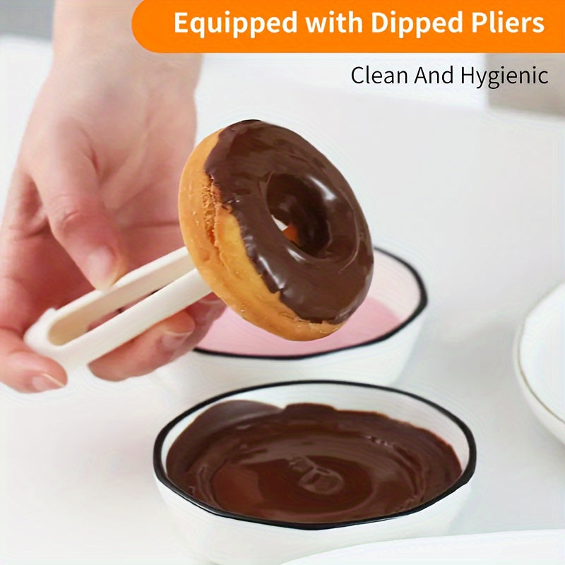 2 piezas/juego cortador de donas de plástico con pinza para sumergir, molde de donas, fabricante de donas, herramienta de horneado de donas DIY antiadherente