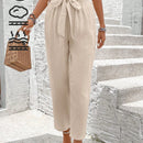 Frenchy pantalones largos para mujer en unicolor con tirantes, corbata de lazo y diseno simple para uso diario