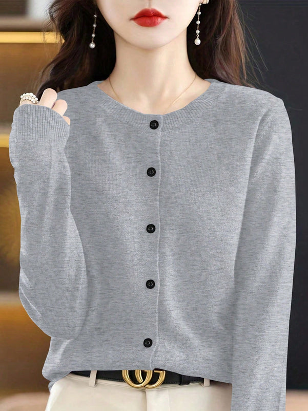 Essnce cardigan suelto y casual de mujer de un solo abotonado, de color liso, manga larga, para otono/invierno