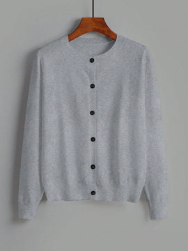 Essnce cardigan suelto y casual de mujer de un solo abotonado, de color liso, manga larga, para otono/invierno
