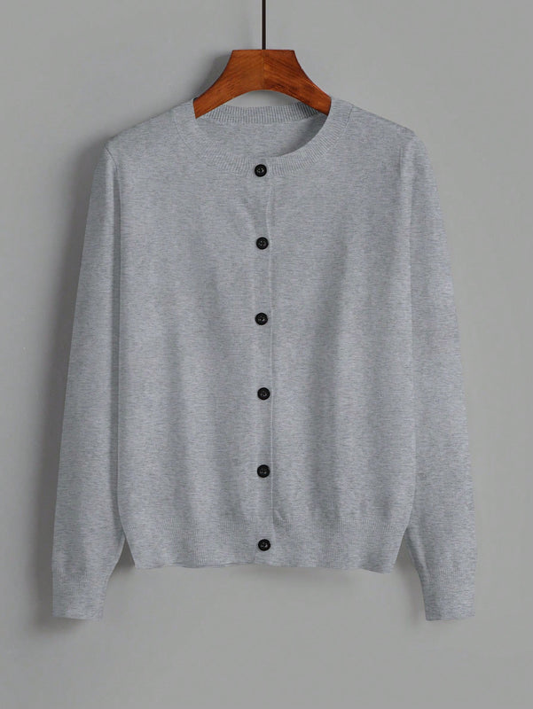Essnce cardigan suelto y casual de mujer de un solo abotonado, de color liso, manga larga, para otono/invierno