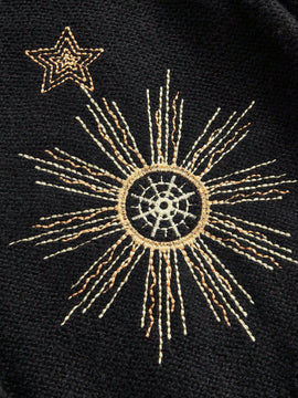 Romwe fairycore sueter tipo cardigan de mujer con bordado de sol y luna en estilo misterioso de bruja para navidad
