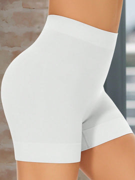 Pantalones cortos de ciclista de cintura ancha solidos, calzoncillos tipo boxer lisos y sin costuras para falda inferior, pantalones cortos con ajuste delgado