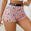 Boxer shorts comodos con estampado de calavera linda y banda con letra
