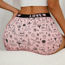 Boxer shorts comodos con estampado de calavera linda y banda con letra