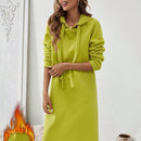 Essnce 1 pieza vestido-sudadera con capucha de felpa de manga larga con cordon de mujer, casual, para otono/invierno