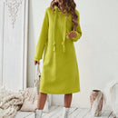 Essnce 1 pieza vestido-sudadera con capucha de felpa de manga larga con cordon de mujer, casual, para otono/invierno