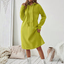 Essnce 1 pieza vestido-sudadera con capucha de felpa de manga larga con cordon de mujer, casual, para otono/invierno
