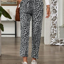 Emery rose pantalones largos casuales rectos y sueltos con cintura elastica, bolsillos y estampado de tenido anudado para mujer