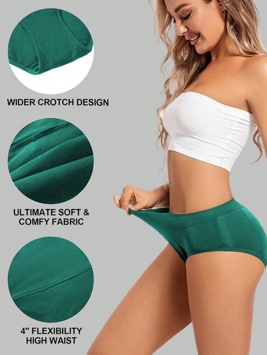 1 pieza bragas de alto de cintura absorbentes y a prueba de fugas en color negro para mujeres, ropa interior menstrual con ajuste elastico y comodo