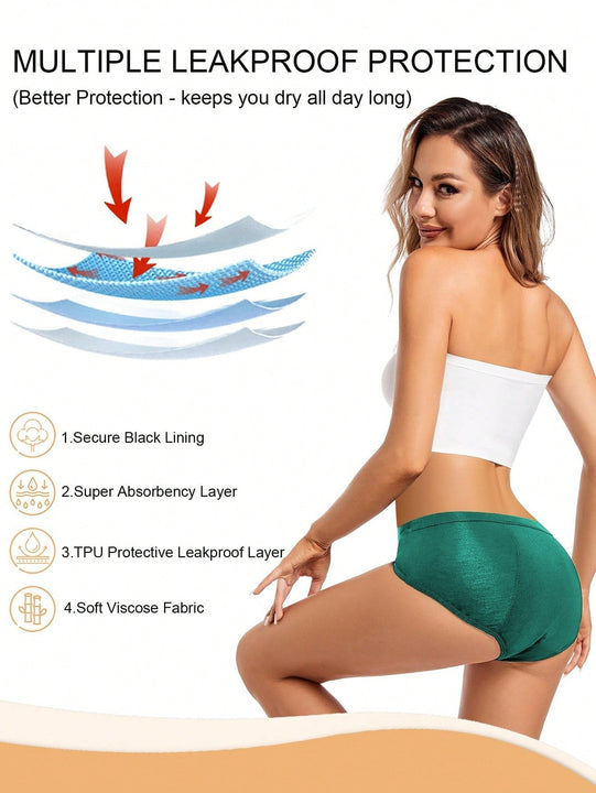 1 pieza bragas de alto de cintura absorbentes y a prueba de fugas en color negro para mujeres, ropa interior menstrual con ajuste elastico y comodo