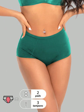1 pieza bragas de alto de cintura absorbentes y a prueba de fugas en color negro para mujeres, ropa interior menstrual con ajuste elastico y comodo