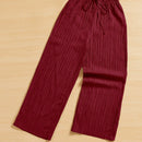 Essnce pantalones casuales de pernera ancha de 7/8 con textura y cintura anudada de unicolor para mujer