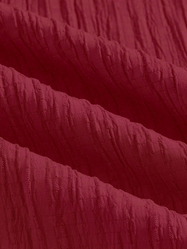 Essnce pantalones casuales de pernera ancha de 7/8 con textura y cintura anudada de unicolor para mujer