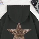 Ezwear sudadera con capucha de felpa con estampado de leopardo y estrella, otono/invierno