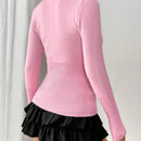 Moosta chaqueta de punto de estilo casual y versatil de color liso para otono/invierno