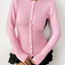 Moosta mujer chaqueta de punto de unicolor con cuello redondo, manga larga, de abotonadura sencilla, versatil y de moda, para otono/invierno
