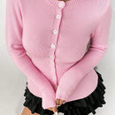 Moosta chaqueta de punto de estilo casual y versatil de color liso para otono/invierno