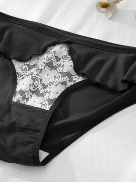 Dorsu 5 piezas bragas de encaje sexy para mujer de tiro medio, ropa interior sin costuras de encaje blanco comodo