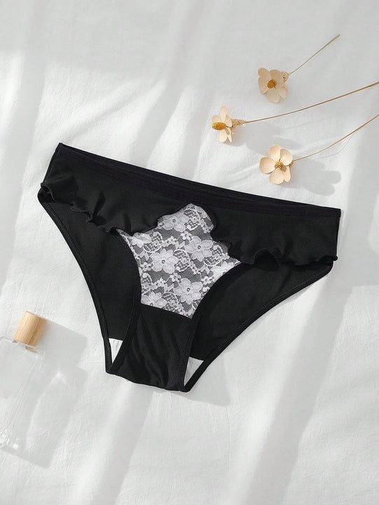 Dorsu 5 piezas bragas de encaje sexy para mujer de tiro medio, ropa interior sin costuras de encaje blanco comodo