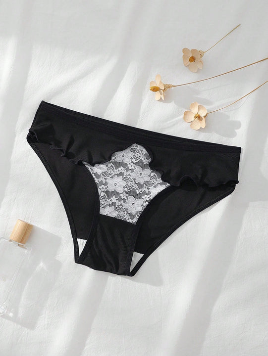 Dorsu 5 piezas bragas de encaje sexy para mujer de tiro medio, ropa interior sin costuras de encaje blanco comodo