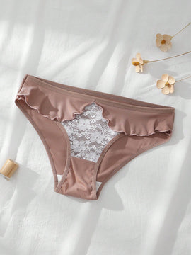 Dorsu 5 piezas bragas de encaje sexy para mujer de tiro medio, ropa interior sin costuras de encaje blanco comodo