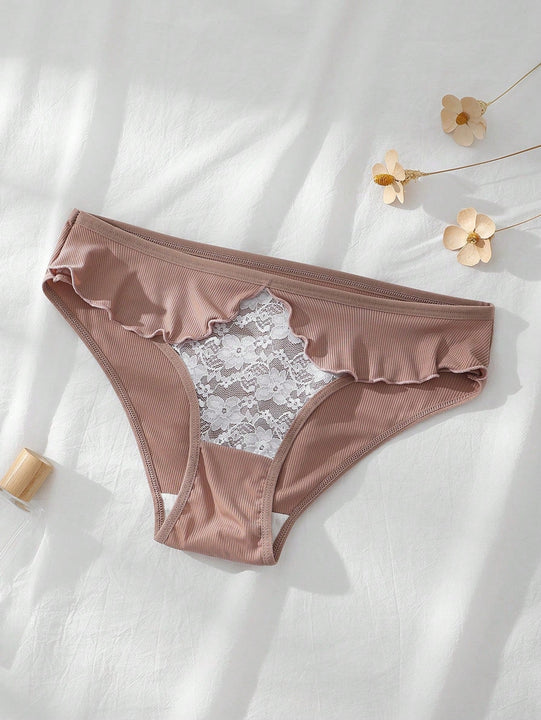 Dorsu 5 piezas bragas de encaje sexy para mujer de tiro medio, ropa interior sin costuras de encaje blanco comodo
