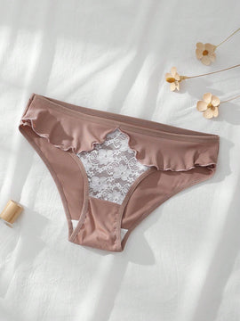 Dorsu 5 piezas bragas de encaje sexy para mujer de tiro medio, ropa interior sin costuras de encaje blanco comodo
