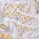 3 piezas/conjunto de bragas sin costuras sexys, calzoncillos simples y casuales de cintura baja, ropa interior femenina con estampado lindo y comoda
