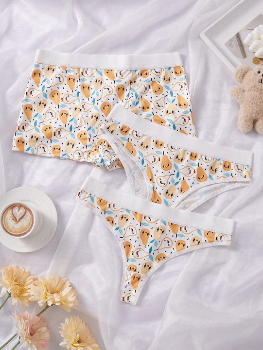 3 piezas/conjunto de bragas sin costuras sexys, calzoncillos simples y casuales de cintura baja, ropa interior femenina con estampado lindo y comoda