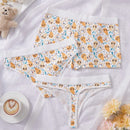 3 piezas/conjunto de bragas sin costuras sexys, calzoncillos simples y casuales de cintura baja, ropa interior femenina con estampado lindo y comoda