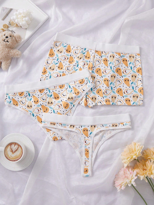 3 piezas/conjunto de bragas sin costuras sexys, calzoncillos simples y casuales de cintura baja, ropa interior femenina con estampado lindo y comoda