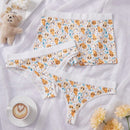 3 piezas/conjunto de bragas sin costuras sexys, calzoncillos simples y casuales de cintura baja, ropa interior femenina con estampado lindo y comoda