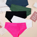 Set de 5 bragas basicas sin costuras, de cintura baja, comodas y transpirables con costilla para mujeres