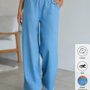 Cottnline pantalones palazzo de tiro alto, sueltos y con bolsillo, de 100% algodon, para primavera y verano