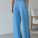 Cottnline pantalones palazzo de tiro alto, sueltos y con bolsillo, de 100% algodon, para primavera y verano