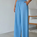 Cottnline pantalones palazzo de tiro alto, sueltos y con bolsillo, de 100% algodon, para primavera y verano