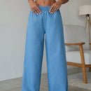 Cottnline pantalones palazzo de tiro alto, sueltos y con bolsillo, de 100% algodon, para primavera y verano